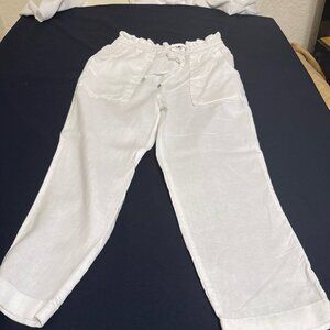 Ralph Lauren Black Label Women's  WHITE 100% LINEN pocketed Pants.